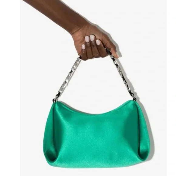 Alexander Wang Satin Shoulder Bag in Emerald Green - Picture 4 of 8